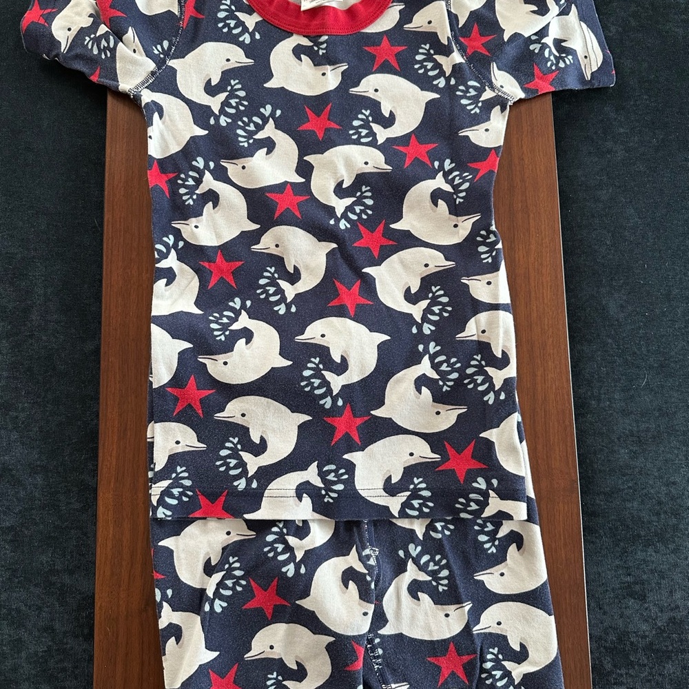 Hanna Andersson Dolphin Pajama Set - Navy and Red